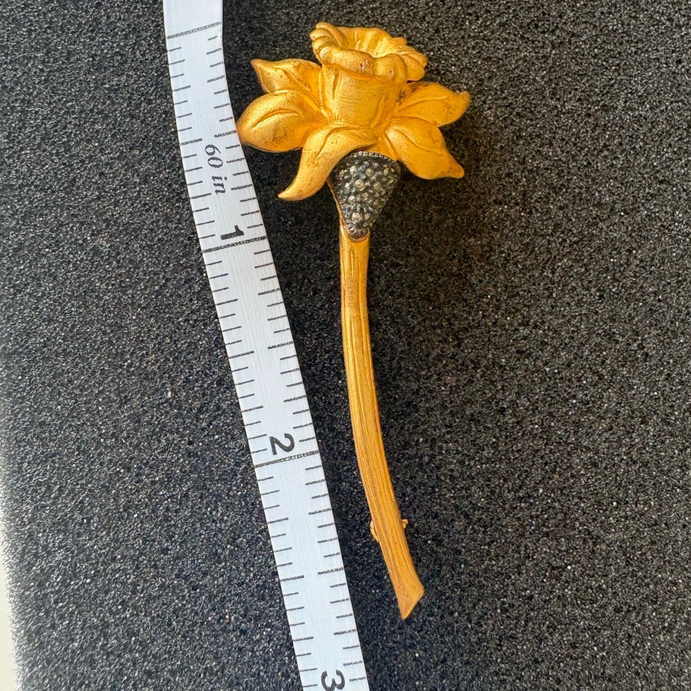 Vintage Judith Jack Daffodil Brooch with Marcasite Detail
